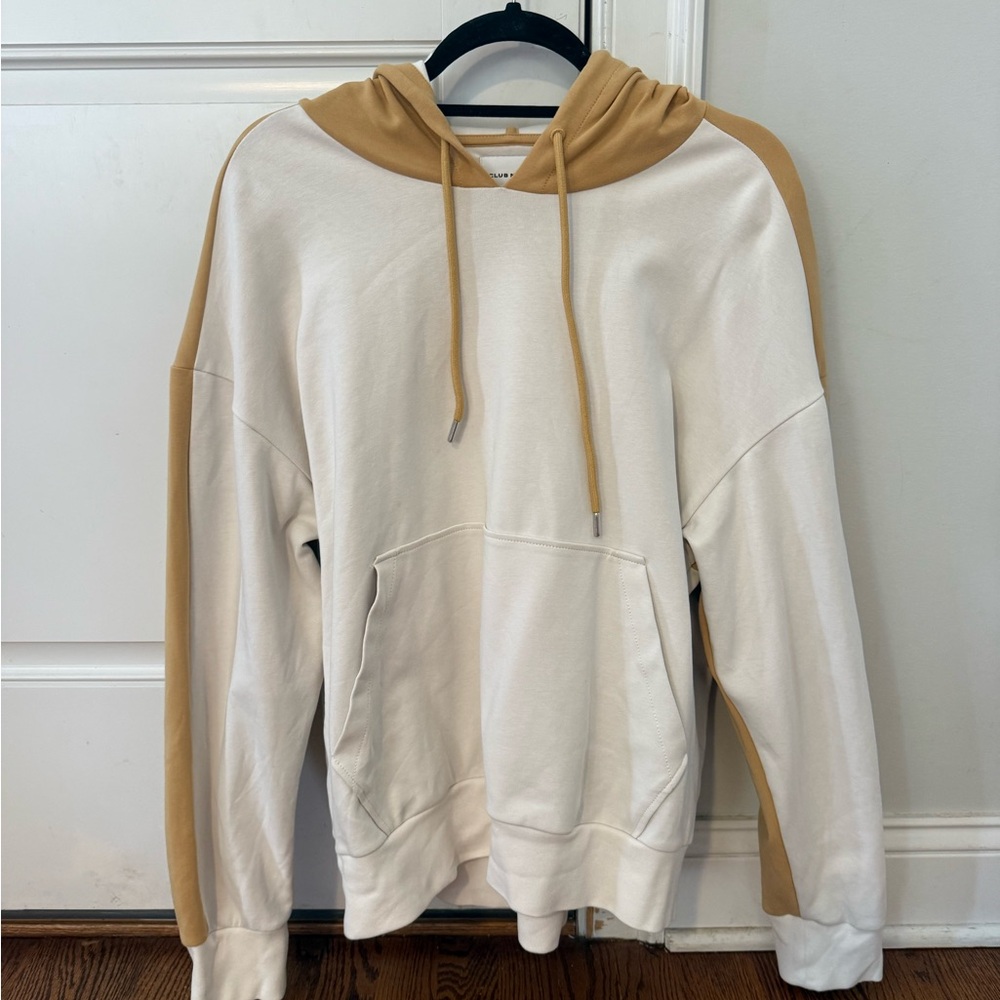 Club Monaco Men's Cream and Tan Hoodie. NWOT. Size Large.